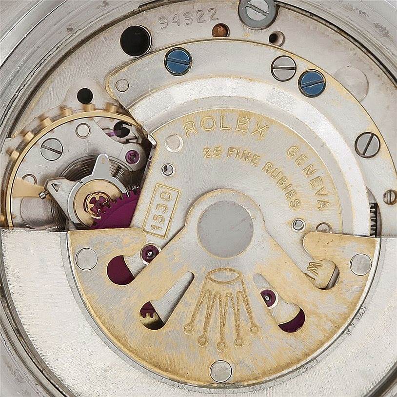 This image shows the detailed internal mechanism of a Rolex Vintage Collection 5508 Men's Stainless Steel Black Dial 5508 Men's Stainless Steel Black Dial model watch, focusing on the movement parts.