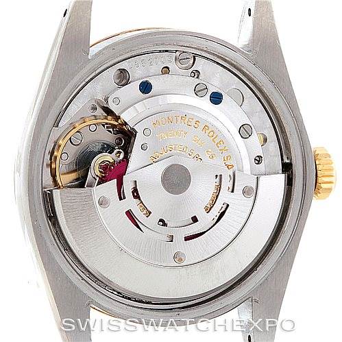 This image shows the back of the Rolex Vintage Collection 1500 Men's Steel and Gold (two tone) Champagne Dial 1500 Men's Steel and Gold (two tone) Champagne Dial watch, displaying its intricate internal mechanical movements.