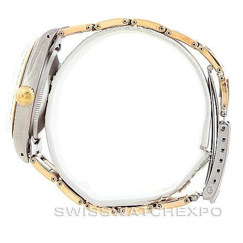 The image shows a side view of a Rolex Vintage Collection 1500 Men's Steel and Gold (two tone) Champagne Dial 1500 Men's Steel and Gold (two tone) Champagne Dial watch, highlighting the case, bezel, and bracelet.