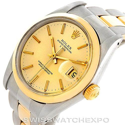 This image shows a Vintage Collection Rolex watch at a slight angle, highlighting the dial, crown, and part of the bracelet.