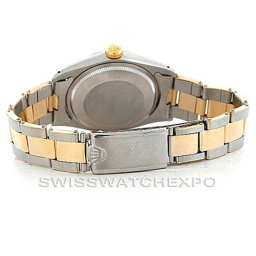 The image shows the back and bracelet of a Rolex Vintage Collection 1500 Men's Steel and Gold (two tone) Champagne Dial 1500 Men's Steel and Gold (two tone) Champagne Dial watch, highlighting the two-tone metal band and clasp.