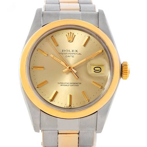 Photo of Rolex Date Vintage Mens Steel 14k Yellow Gold Watch 1500