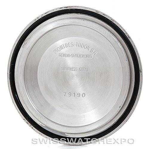 The image shows the inside view of the case back of a Tudor Submariner 79190 Men's Stainless Steel Black Dial 79190 Men's Stainless Steel Black Dial watch, featuring model number 79190.