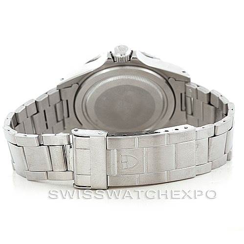 The image shows the back and bracelet of a Tudor Submariner 79190 Men's Stainless Steel Black Dial 79190 Men's Stainless Steel Black Dial watch, displaying its clasp and case back.