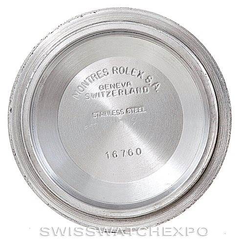 This image shows the inner case back of a Vintage Collection Rolex watch, labeled with model number 16760 and "Montres Rolex S.A."