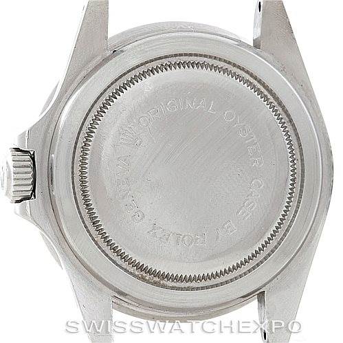 The image shows the back case of a Tudor Submariner 79090 Men's Stainless Steel Black Dial 79090 Men's Stainless Steel Black Dial watch, focusing on the screw-down case back, crown, and lugs.