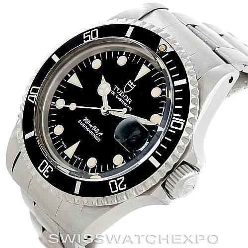 The image shows a Tudor Submariner 79090 Men's Stainless Steel Black Dial 79090 Men's Stainless Steel Black Dial watch from an angled perspective, highlighting the face, bezel, crown, and part of the bracelet.