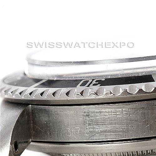 The image shows a close-up angle of the bezel and side case of the Rolex Vintage Collection 1680 Men's Stainless Steel Black Dial 1680 Men's Stainless Steel Black Dial watch.