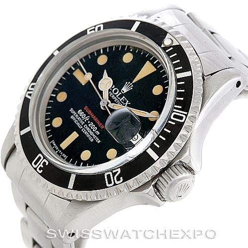 The Rolex Vintage Collection 1680 Men's Stainless Steel Black Dial 1680 Men's Stainless Steel Black Dial watch is shown from a three-quarter side angle, displaying the dial, bezel, crown, and part of the bracelet.