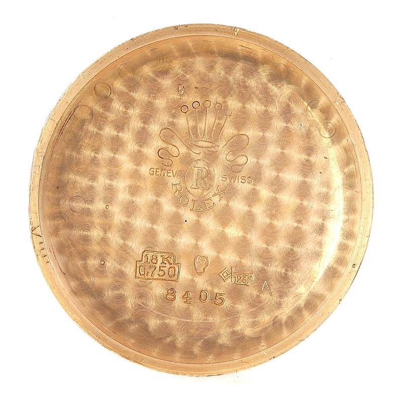 This image shows the inside case back of the Rolex Vintage Collection 8405 Men's Rose Gold Silver Dial 8405 Men's Rose Gold Silver Dial watch.