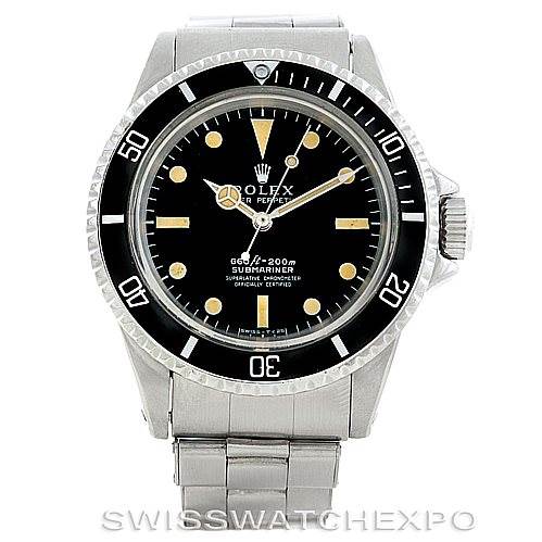 The image shows the front view of a Rolex Vintage Collection 5512 Men
s Stainless Steel  5512 Men
s Stainless Steel  watch, displaying its face, bezel, and part of the metal bracelet.
