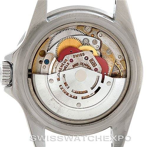 This image shows the inner mechanical components and movement of the Rolex Vintage Collection 5512 Men's Stainless Steel  5512 Men's Stainless Steel  model from a back view.