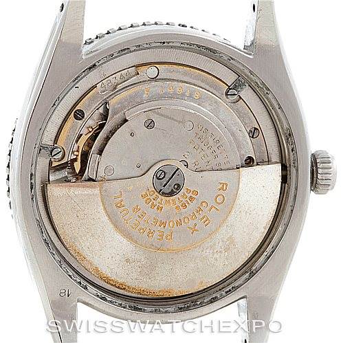 This image shows the movement and inner workings of the Rolex Vintage Collection 6202 Men's Stainless Steel Black Dial 6202 Men's Stainless Steel Black Dial watch viewed from the back.