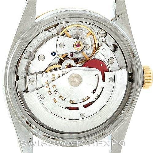 The image shows the back view of the movement and inner mechanics of a Rolex Vintage Collection 16013 Men's Stainless Steel Champagne Dial 16013 Men's Stainless Steel Champagne Dial model watch.