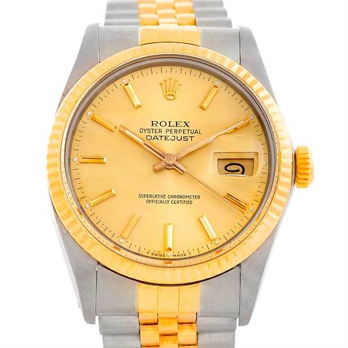 Photo of Rolex Datejust Vintage Mens Steel 18K Gold Watch 16013