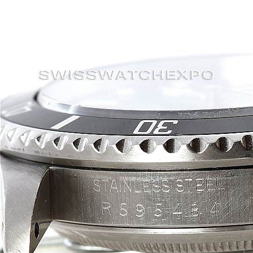 The image shows a close-up side view of the bezel and case of a Rolex Vintage Collection 168000 Men's Stainless Steel Black Dial 168000 Men's Stainless Steel Black Dial model watch.