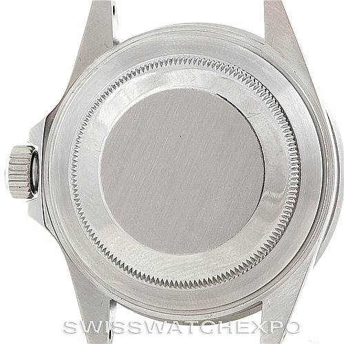 This image shows the back case and crown of a Rolex Vintage Collection 168000 Men's Stainless Steel Black Dial 168000 Men's Stainless Steel Black Dial watch from a top-down angle.