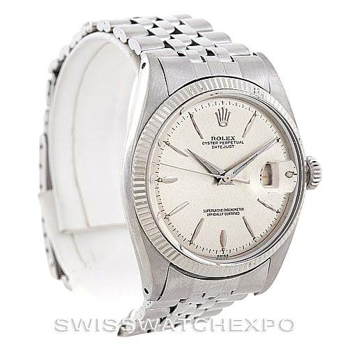 The image shows a Rolex Vintage Collection 1603 Men's Stainless Steel Silver Dial 1603 Men's Stainless Steel Silver Dial watch from an angled front view, highlighting the dial, case, and bracelet.
