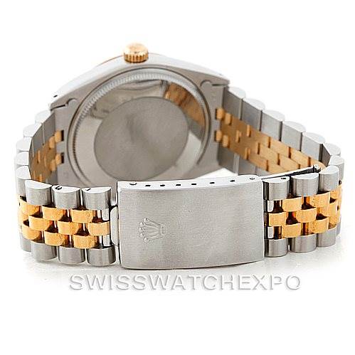 The image shows the back and bracelet clasp of a Vintage Collection Rolex watch, highlighting its two-tone design.