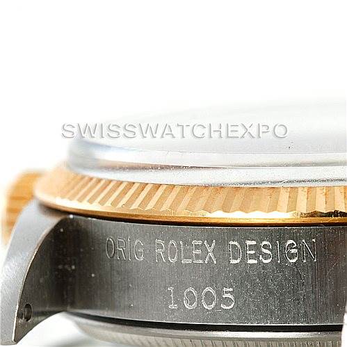 The image shows a close-up side view of the bezel and case of the Vintage Collection model by Rolex, including the model number "1005".