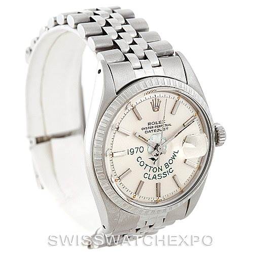 The Rolex Vintage Collection 1603 Men's Stainless Steel Silver Dial 1603 Men's Stainless Steel Silver Dial watch is shown at an angle highlighting the face and partial bracelet.