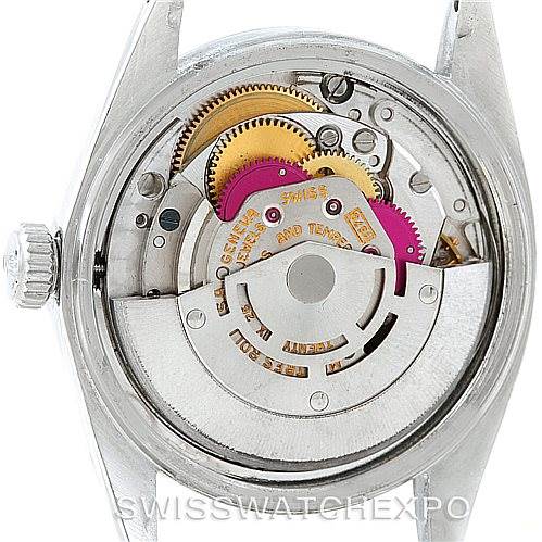 The image shows the back view of the Rolex Vintage Collection 1603 Men's Stainless Steel Silver Dial 1603 Men's Stainless Steel Silver Dial model, displaying its internal mechanical movement.