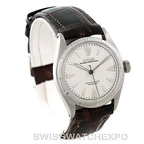 The image shows a Rolex Vintage Collection 6085 Men's Stainless Steel Silver Dial 6085 Men's Stainless Steel Silver Dial watch at a three-quarter angle, highlighting the face, bezel, and strap.