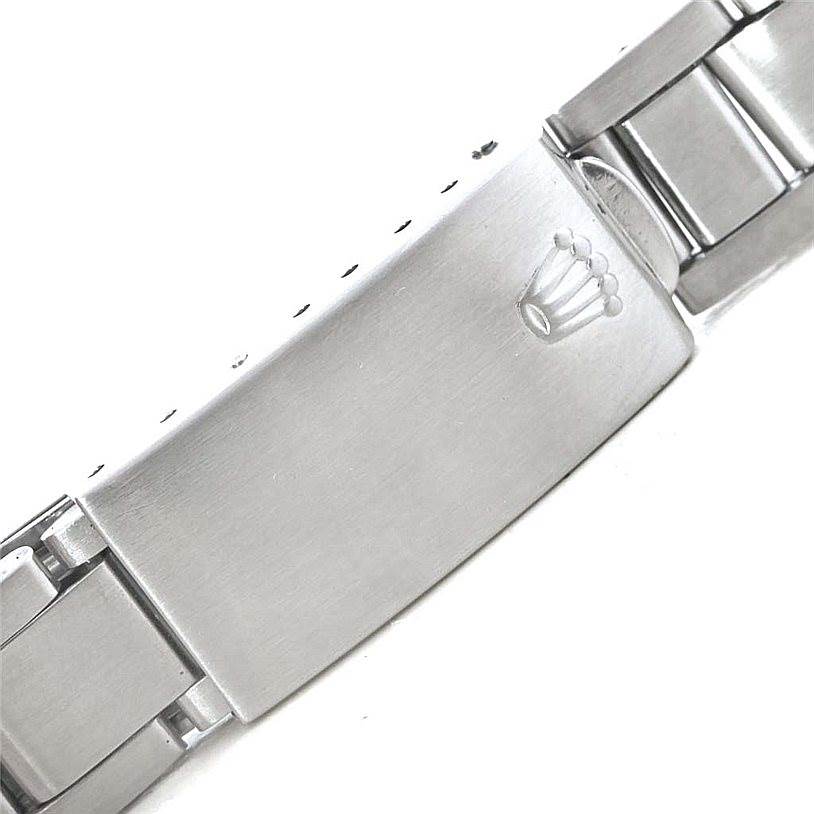 The image shows the clasp and part of the bracelet of a Rolex Vintage Collection 6285 Men's Stainless Steel Silver Dial 6285 Men's Stainless Steel Silver Dial model in a close-up angle.