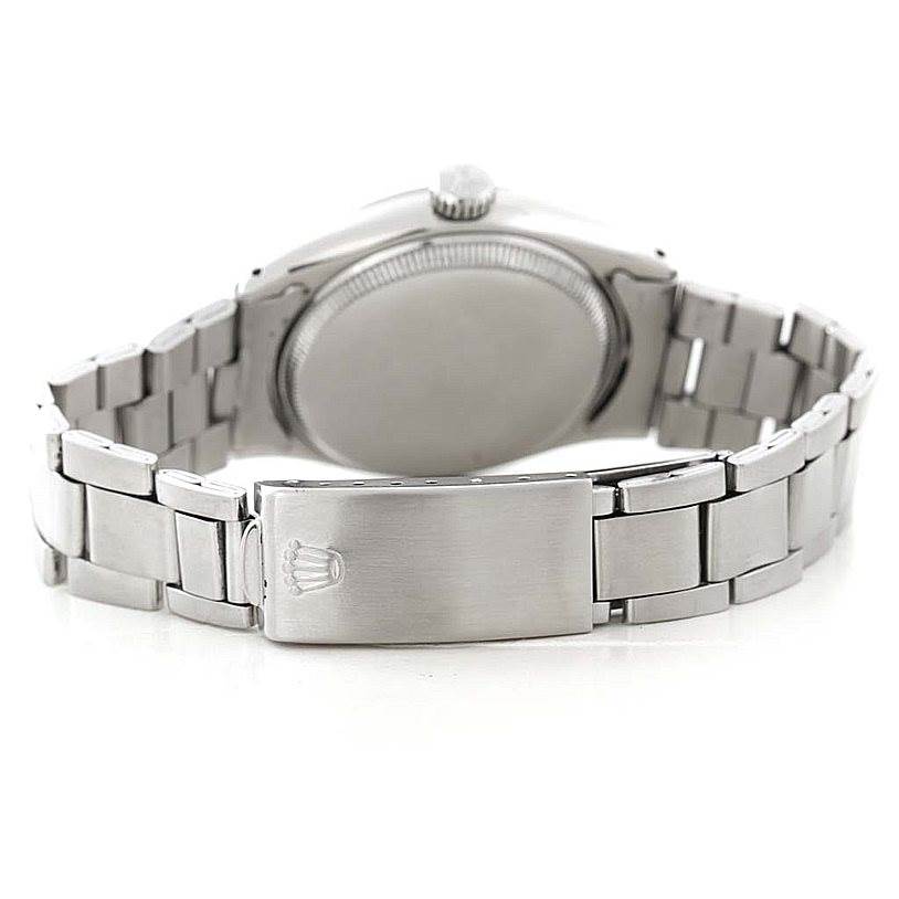 The image shows the back and bracelet of a Rolex Vintage Collection 6285 Men's Stainless Steel Silver Dial 6285 Men's Stainless Steel Silver Dial watch, highlighting the clasp and case back.