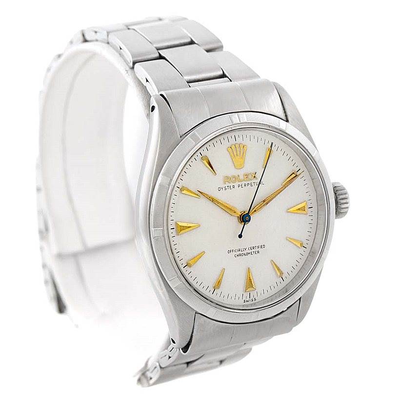 The Rolex Vintage Collection 6285 Men's Stainless Steel Silver Dial 6285 Men's Stainless Steel Silver Dial watch is shown at a right-front angle, displaying its face, crown, and metal bracelet.