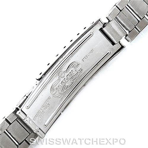 This image shows the clasp and part of the bracelet of a Rolex Vintage Collection 5500 Men's Stainless Steel Silver Dial 5500 Men's Stainless Steel Silver Dial watch, viewed from the underside.