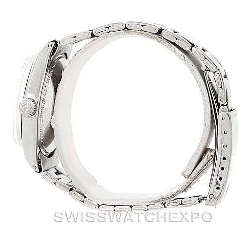 The image shows a side view of the Rolex Vintage Collection 5500 Men's Stainless Steel Silver Dial 5500 Men's Stainless Steel Silver Dial watch, focusing on the case, crown, and bracelet.