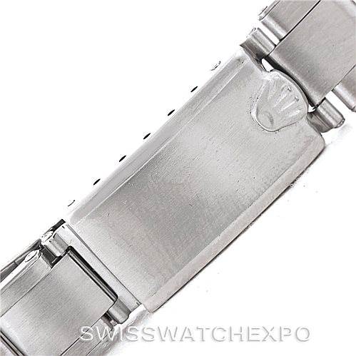 This image shows the clasp of a Rolex Vintage Collection 1501 Men's Stainless Steel Grey Dial 1501 Men's Stainless Steel Grey Dial watch bracelet from a close-up angle.