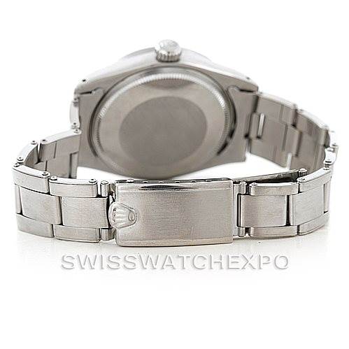 The image shows the back case and clasp of the Rolex Vintage Collection 1501 Men's Stainless Steel Grey Dial 1501 Men's Stainless Steel Grey Dial watch from a rear angle.