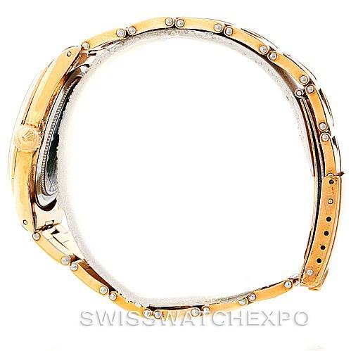 The image shows a side profile of a Rolex Vintage Collection 6426 Men's Silver Dial 6426 Men's Silver Dial watch including the crown, case, and bracelet.