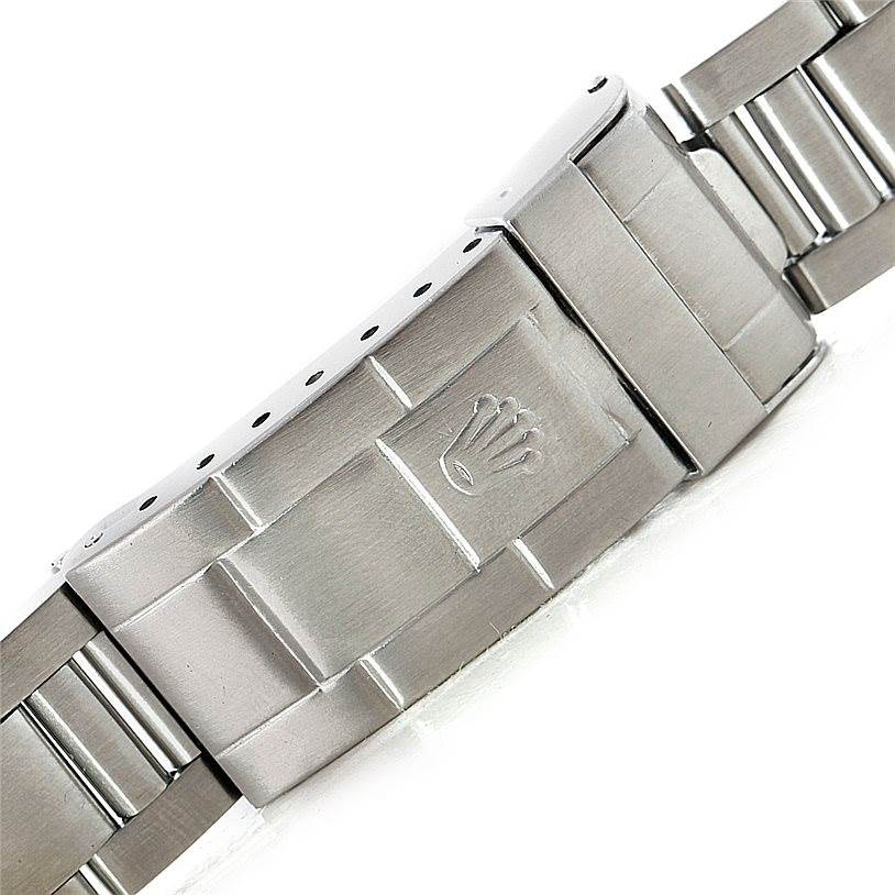 The image shows a close-up view of the clasp and part of the bracelet for the Rolex Vintage Collection 1680 Men's Stainless Steel Black Dial 1680 Men's Stainless Steel Black Dial model.