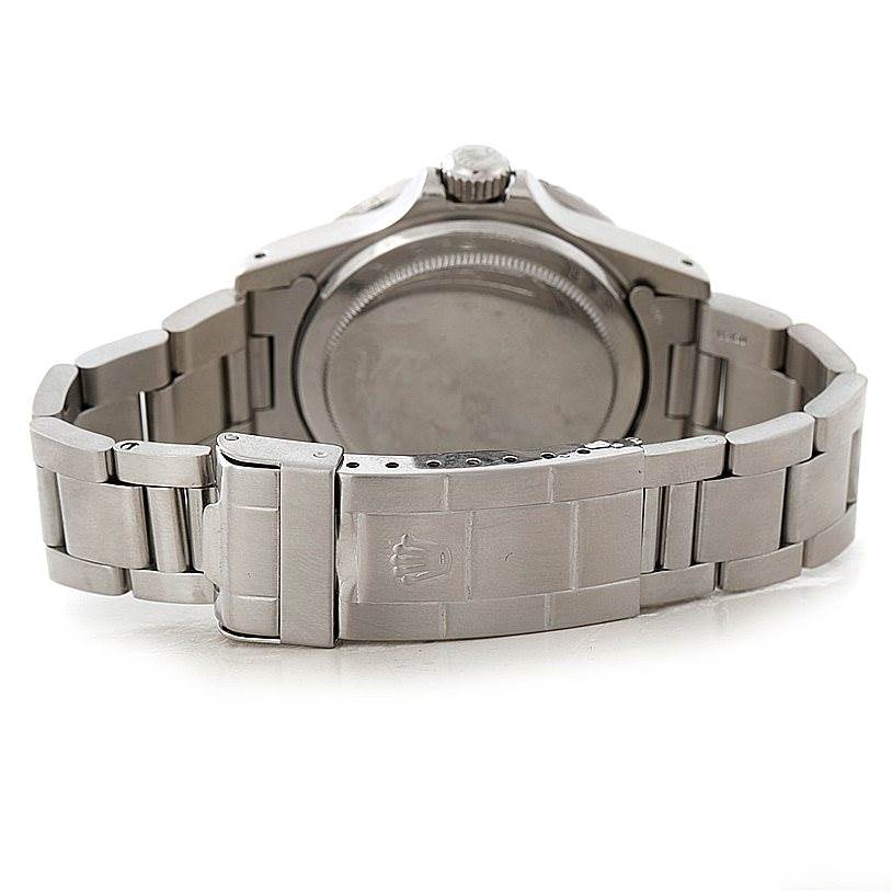 The image shows the back and clasp of a Rolex Vintage Collection 1680 Men's Stainless Steel Black Dial 1680 Men's Stainless Steel Black Dial watch from a rear angle.