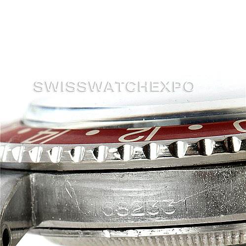 This image shows a side view of the bezel and case details of a Rolex Vintage Collection 1675 Men's Stainless Steel Black Dial 1675 Men's Stainless Steel Black Dial watch.