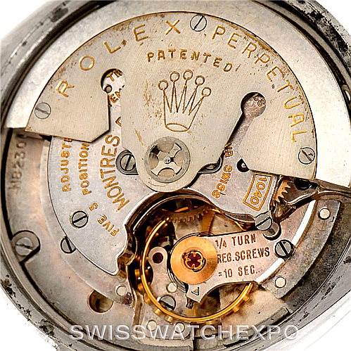 The image shows the internal movement mechanism of a Vintage Collection Rolex Perpetual watch from a close-up angle.
