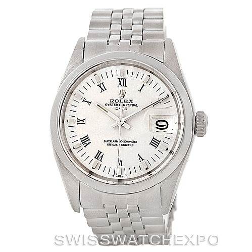 This image shows a front view of a Vintage Collection Rolex watch, highlighting the dial, bezel, and bracelet.