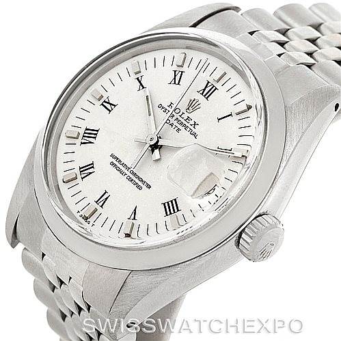 The image shows a Rolex Vintage Collection 1500 Men's Stainless Steel White Dial 1500 Men's Stainless Steel White Dial watch at a three-quarter angle, displaying the face, crown, and bracelet.