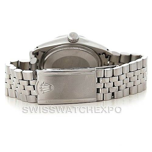 This image shows the back view of a Rolex Vintage Collection 1500 Men's Stainless Steel White Dial 1500 Men's Stainless Steel White Dial model featuring the clasp and bracelet.