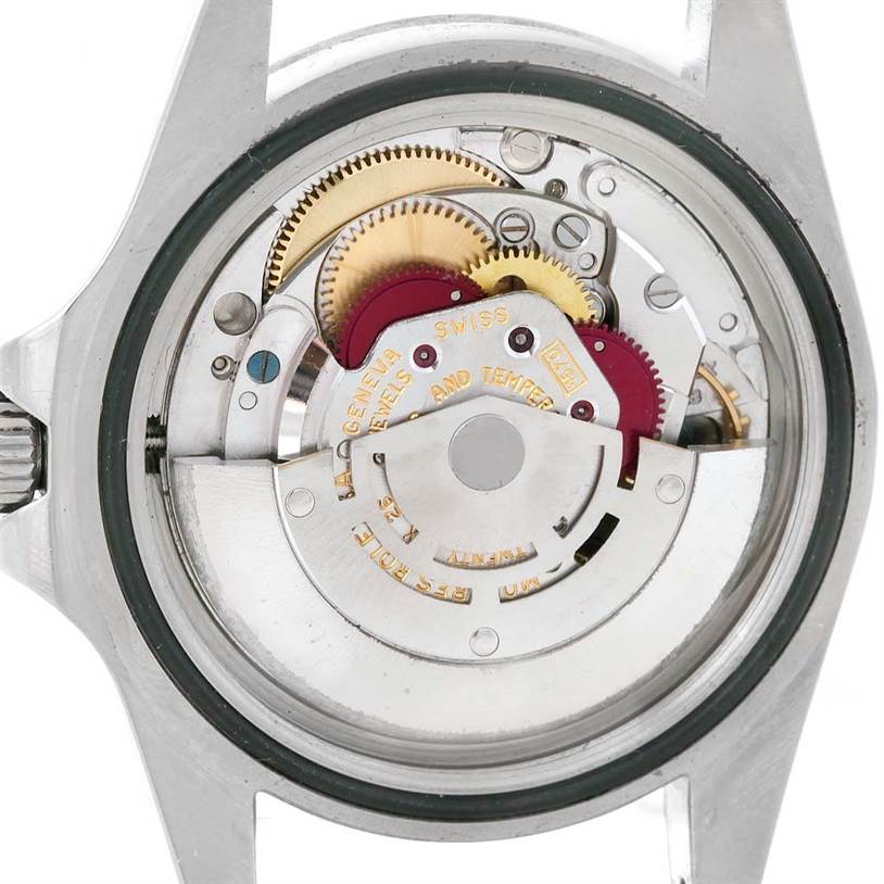 This image shows the internal mechanism of the Rolex Vintage Collection 1655 Men's Stainless Steel Black Dial 1655 Men's Stainless Steel Black Dial model viewed from the back without the case back.