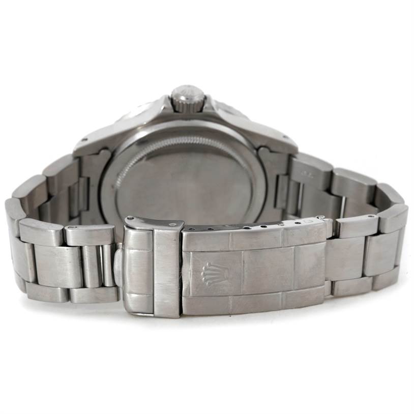 This image shows the back view of the Rolex Vintage Collection 5513 Men's Stainless Steel Black Dial 5513 Men's Stainless Steel Black Dial watch, focusing on the bracelet and clasp.