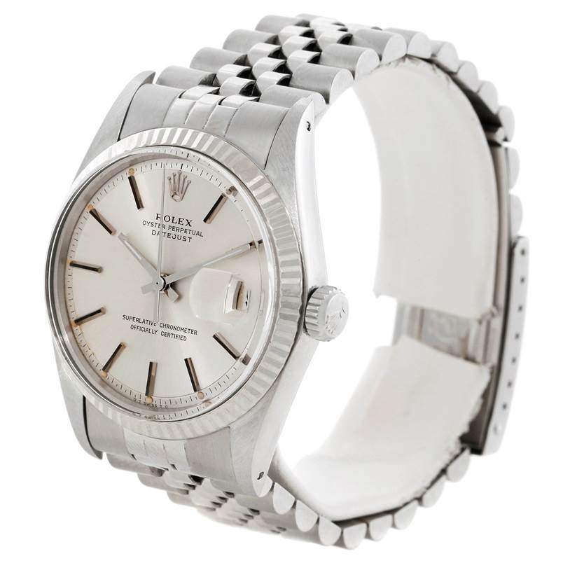 The Rolex Vintage Collection 1601 Men's Stainless Steel Silver Dial 1601 Men's Stainless Steel Silver Dial watch is shown at an angled front view, highlighting the dial, case, crown, and bracelet.