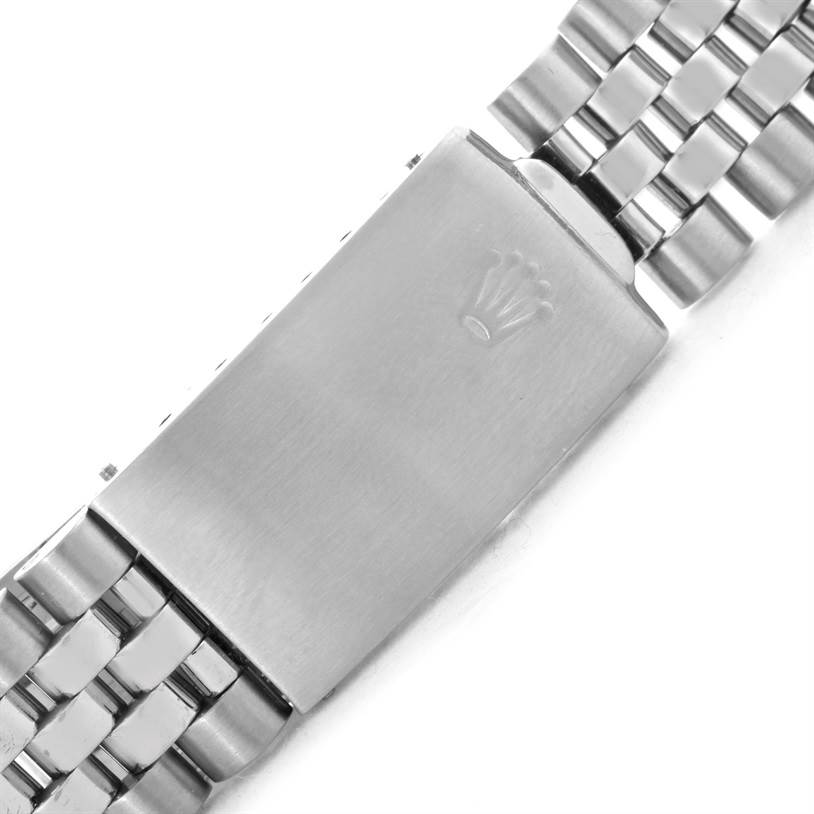 This image shows the clasp and bracelet of the Rolex Vintage Collection 1601 Men's Stainless Steel Silver Dial 1601 Men's Stainless Steel Silver Dial watch from a top-down angle.