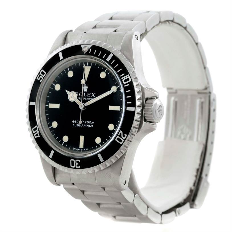 The Vintage Collection Rolex watch is shown at a three-quarter angle highlighting the face, bezel, crown, and stainless steel bracelet.