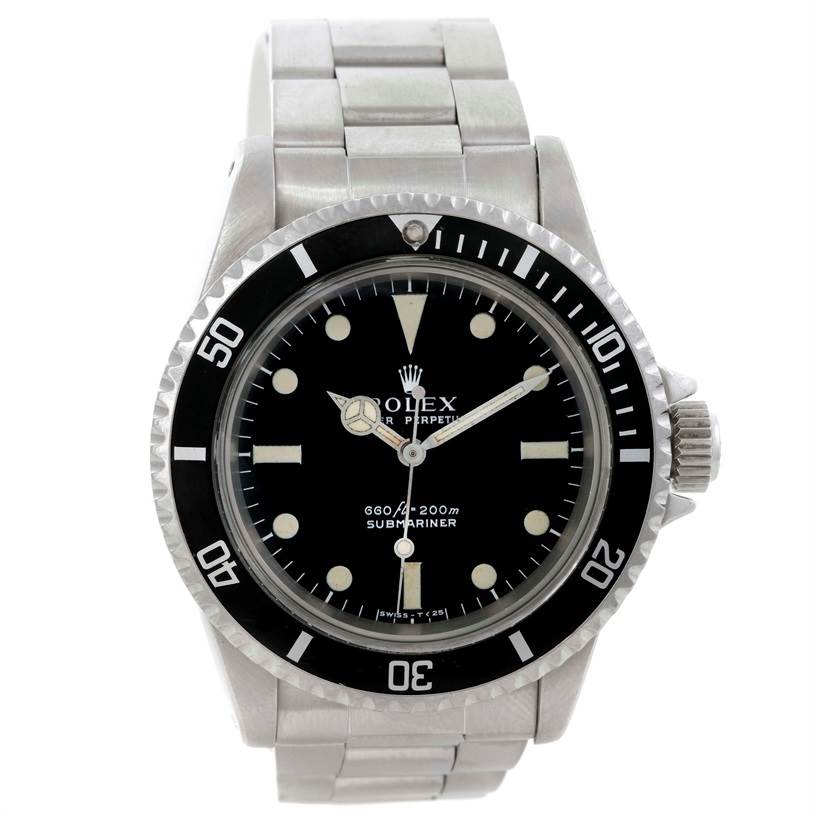 The image shows a front view of a Rolex Submariner Vintage Collection model, highlighting the face, bezel, and bracelet.