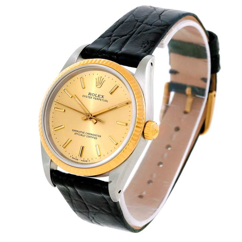 Rolex No Date Vintage Mens Steel 18k Yellow Gold Watch 14203 SwissWatchExpo