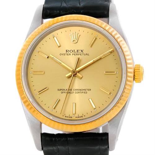 Photo of Rolex No Date Vintage Mens Steel 18k Yellow Gold Watch 14203